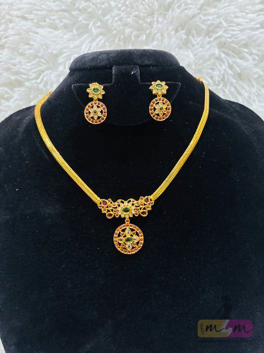 Gold Plated Bottu stlye Nanu Necklace set Made4Madams