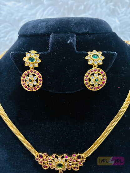 Gold Plated Bottu stlye Nanu Necklace set Made4Madams
