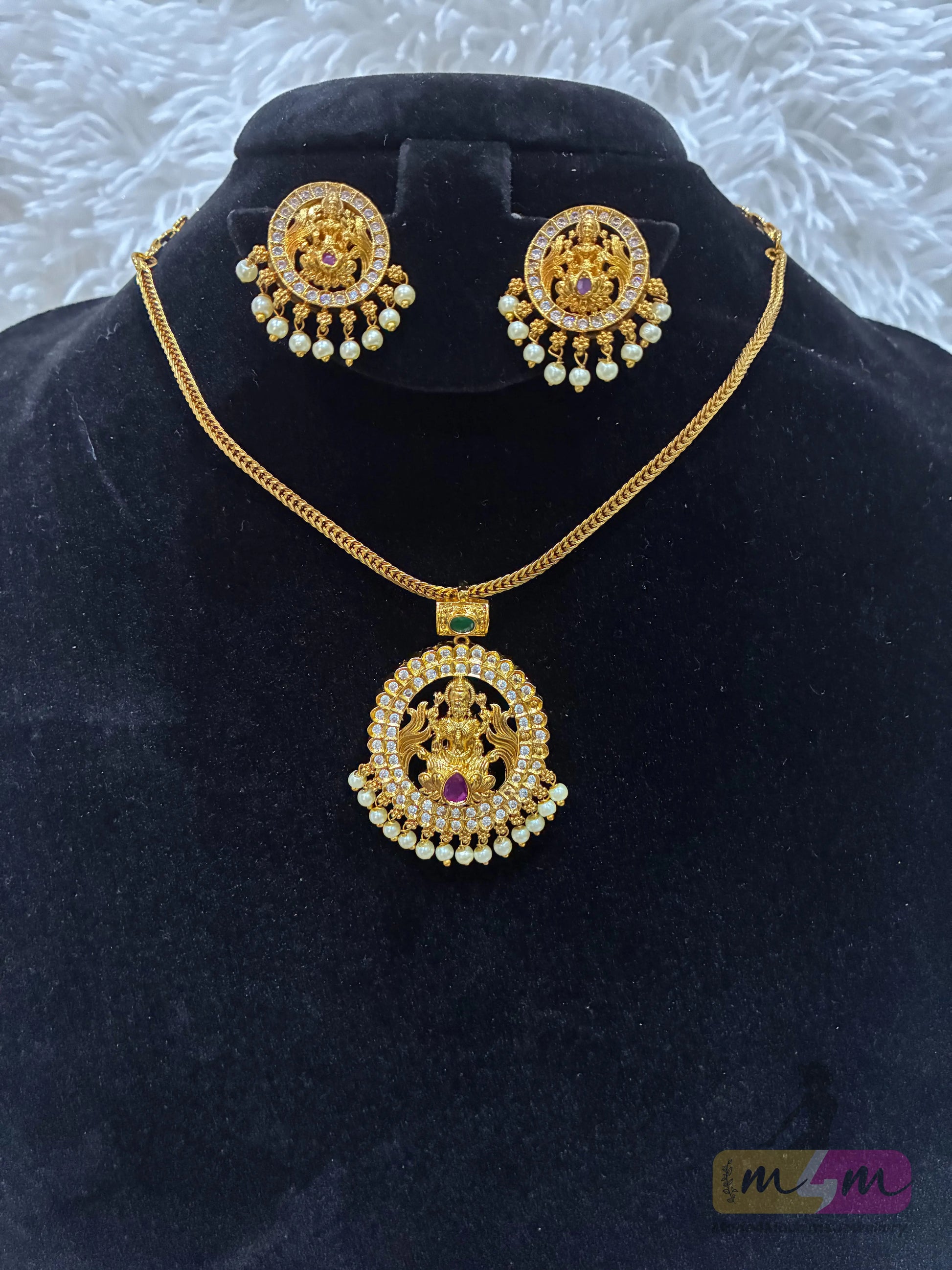 God Motif Nanu Patti Necklace with Earrings Made4Madams