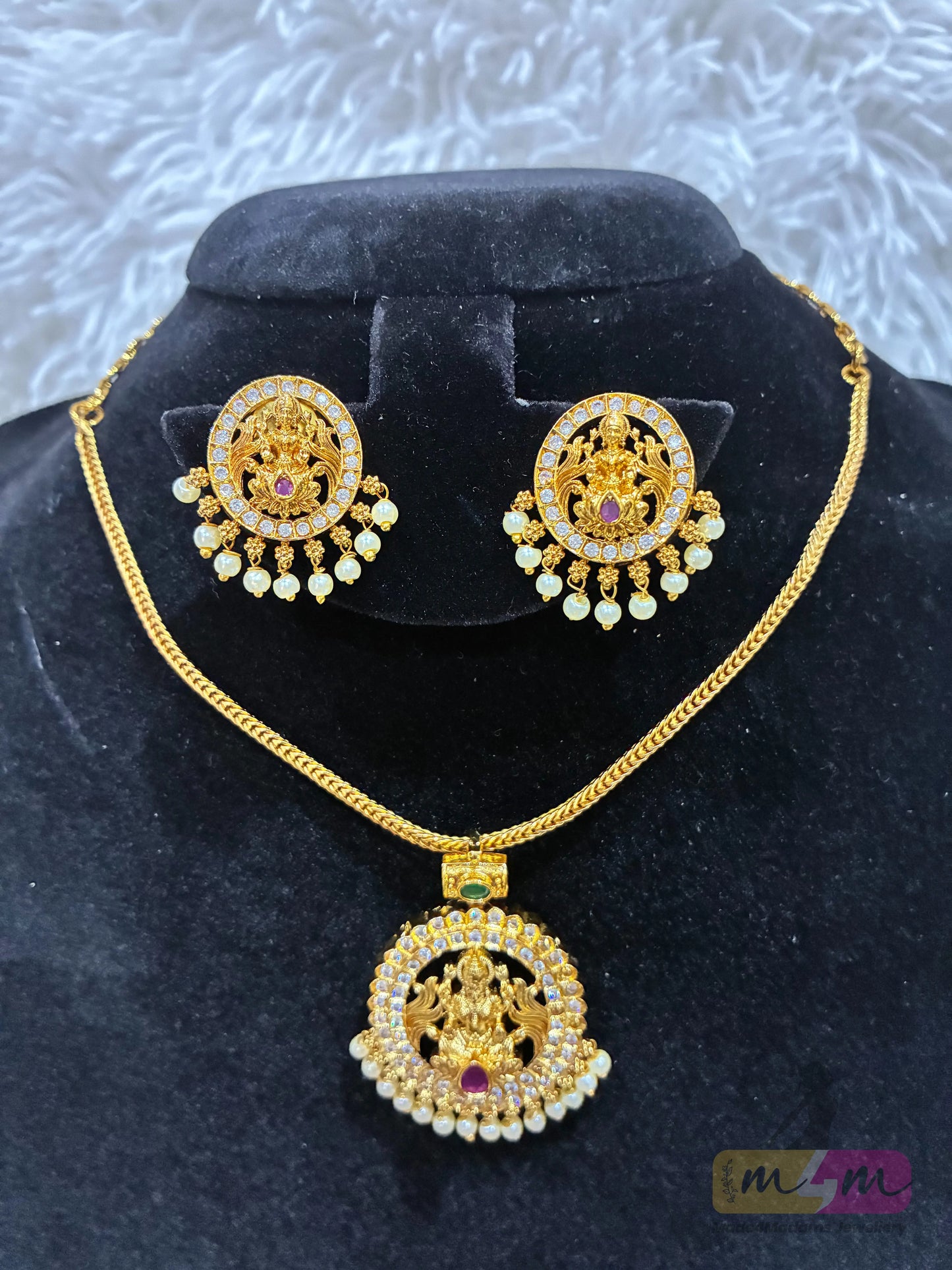God Motif Nanu Patti Necklace with Earrings Made4Madams