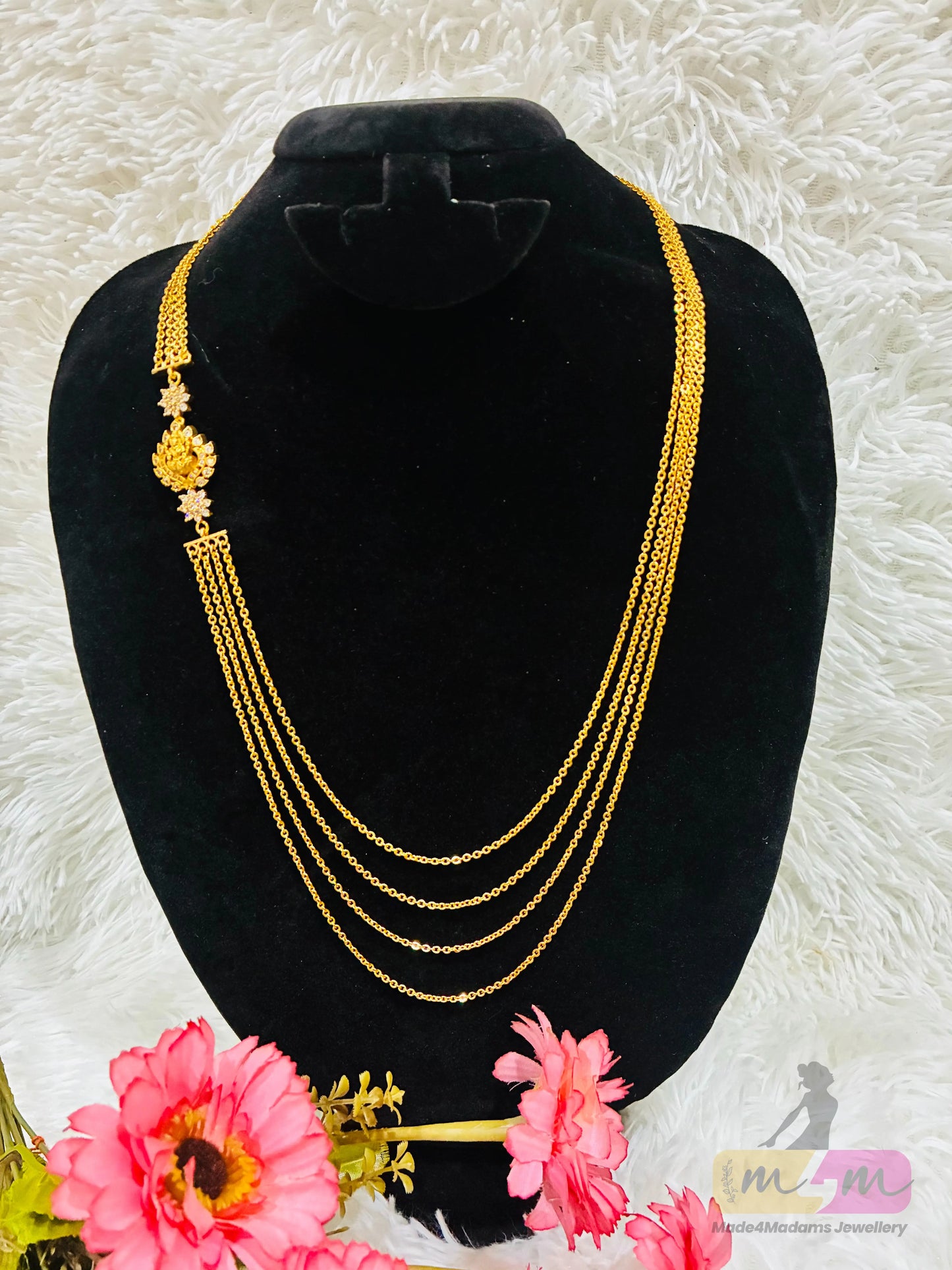 Necklace - 4 Lines Chandraharam Made4Madams