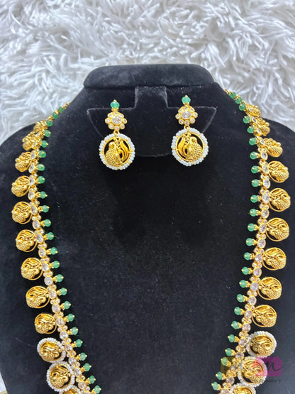 Trending Bottu mala Style long Haram Necklace set Made4Madams