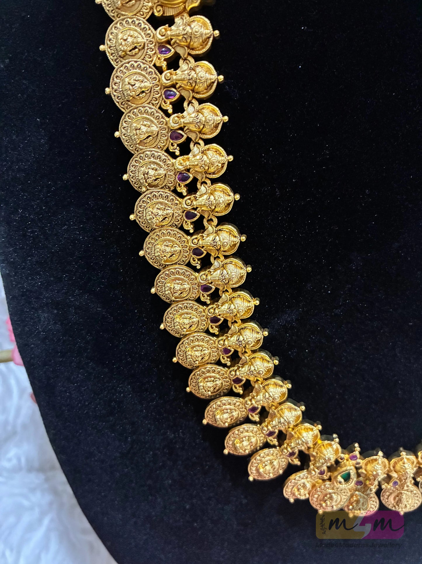 High Quality Lakshmi Kasula Haram necklace with Earrings Made4Madams
