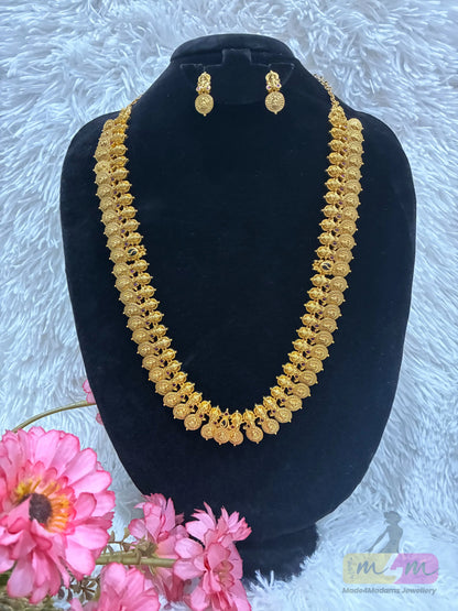 High Quality Lakshmi Kasula Haram necklace with Earrings Made4Madams