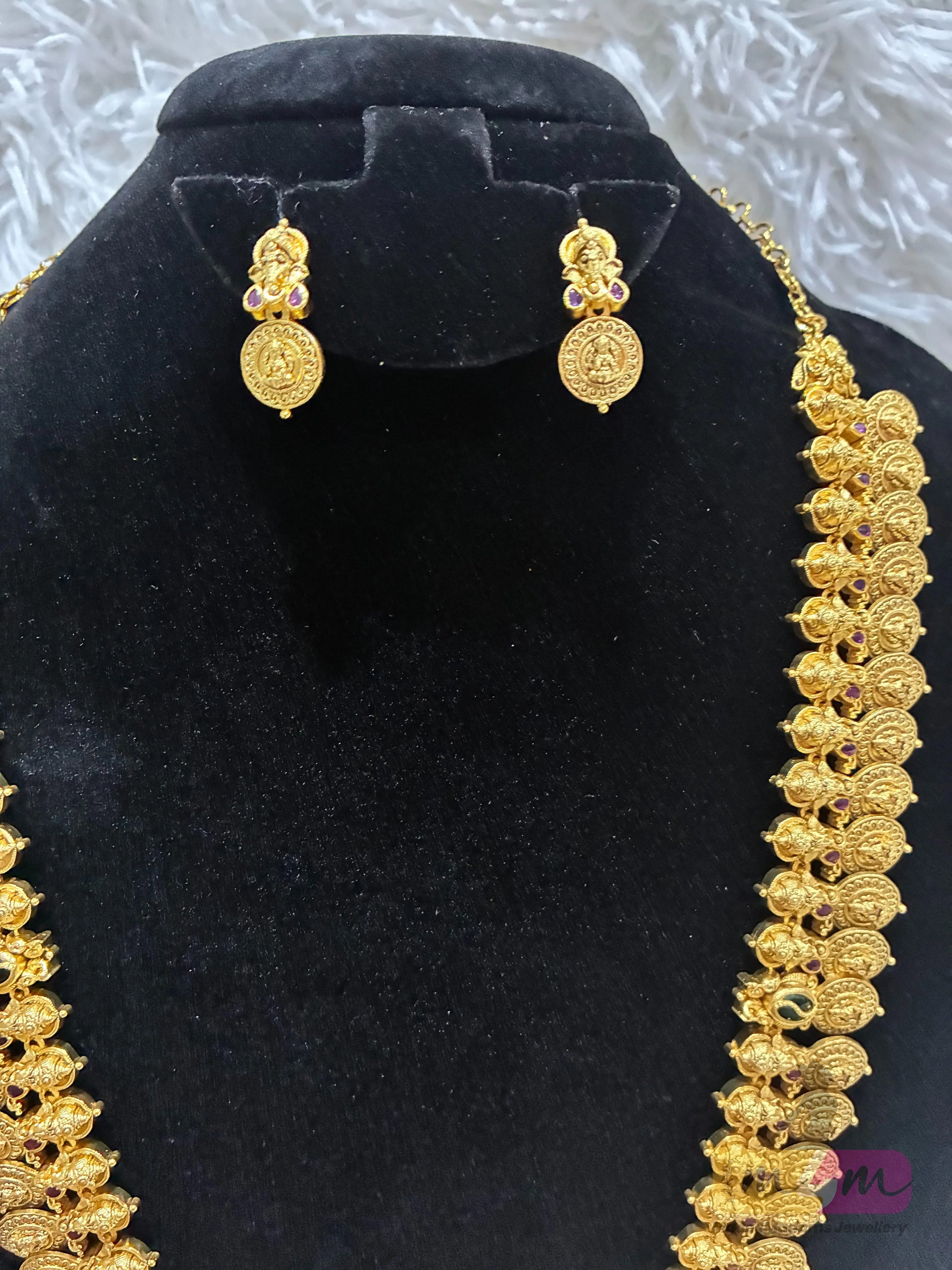 High Quality Lakshmi Kasula Haram necklace with Earrings Made4Madams