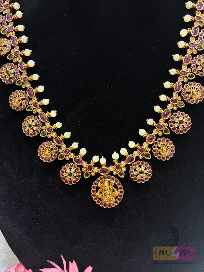 God Motif Bottu Mala Haram with Butta Earrings Made4Madams