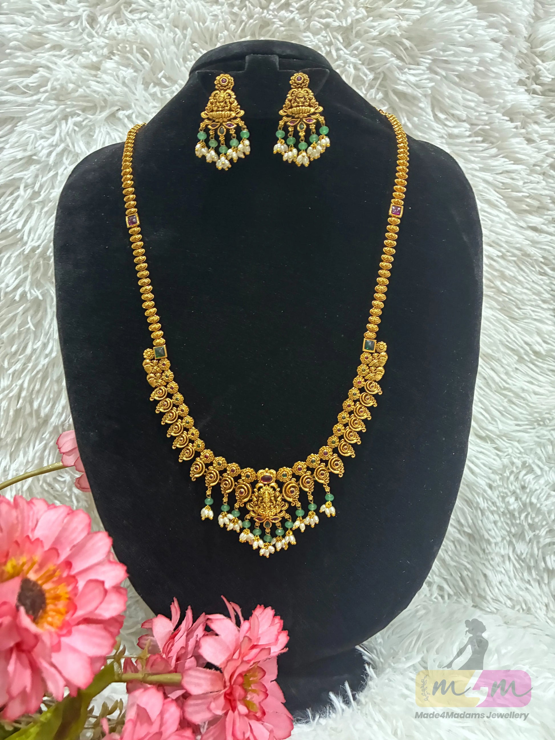 Simple elegant Long Necklace Set with Earrings Made4Madams