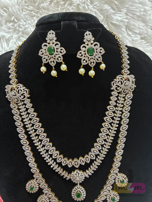 Diamond Alike 3 Layered Party wear Necklace Set Made4Madams