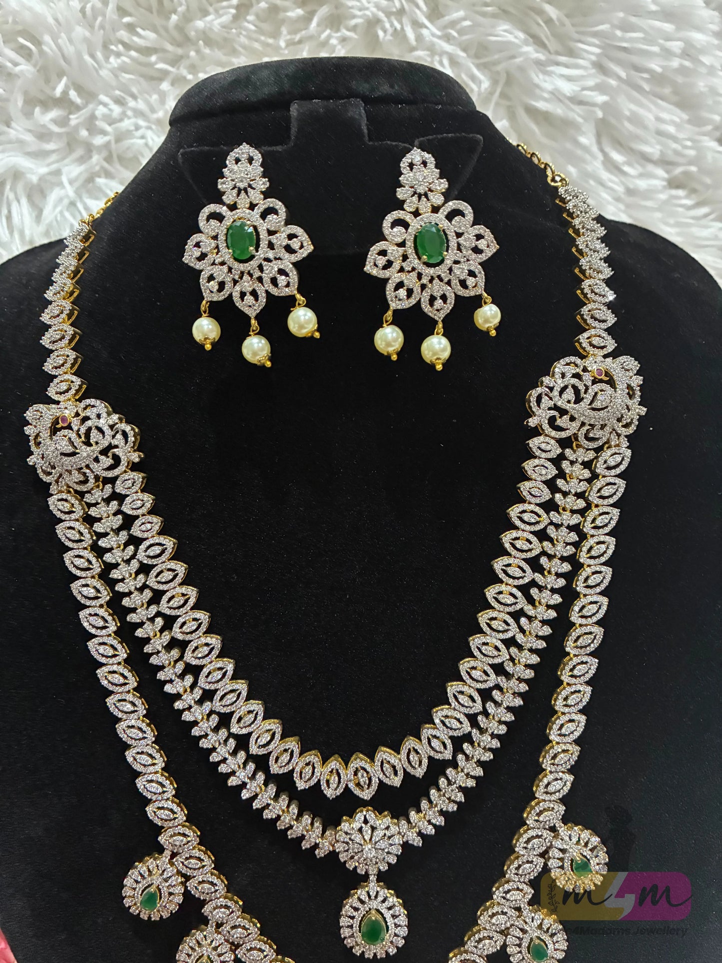 Diamond Alike 3 Layered Party wear Necklace Set Made4Madams