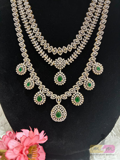 Diamond Alike 3 Layered Party wear Necklace Set Made4Madams