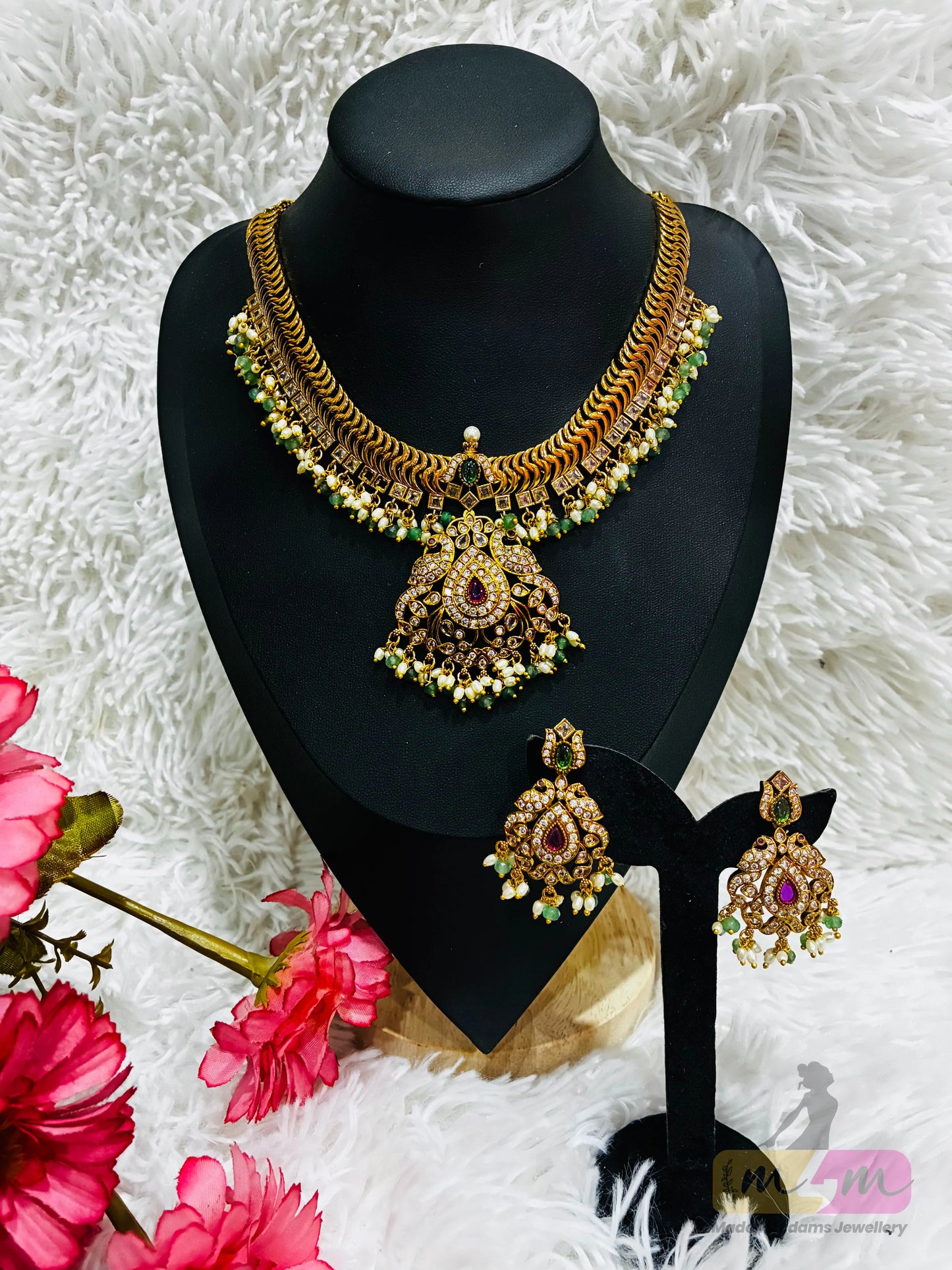 Micro Gold Plated Jalebi Pattern Necklace set Made4Madams