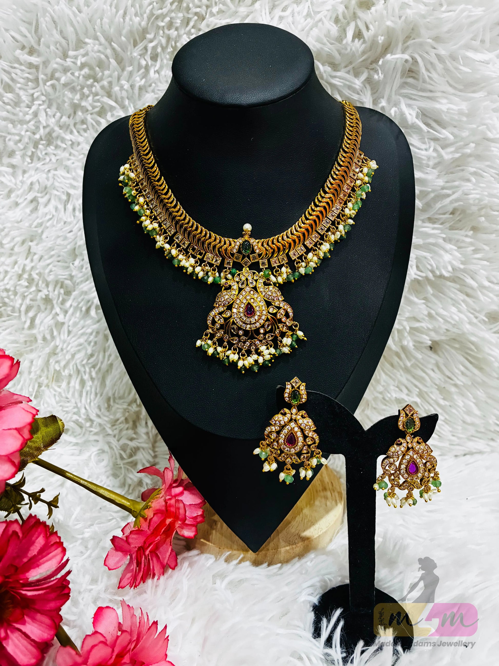 Micro Gold Plated Jalebi Pattern Necklace set Made4Madams