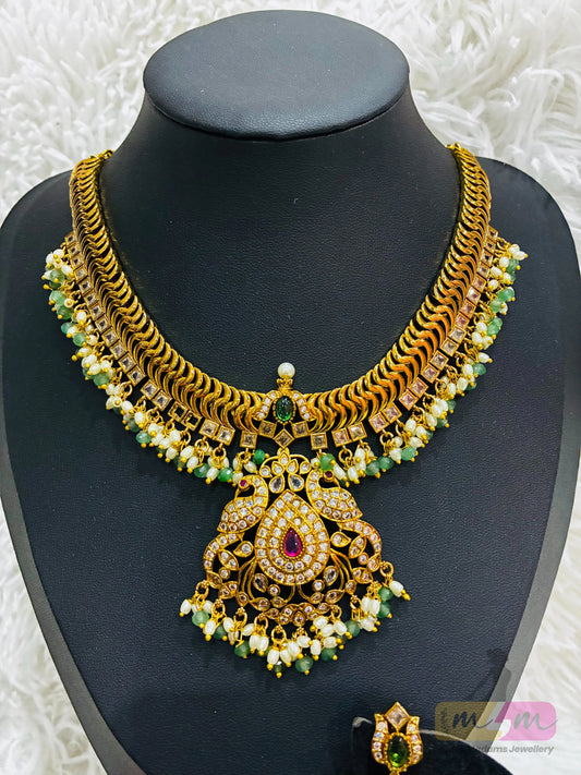 Micro Gold Plated Jalebi Pattern Necklace set Made4Madams