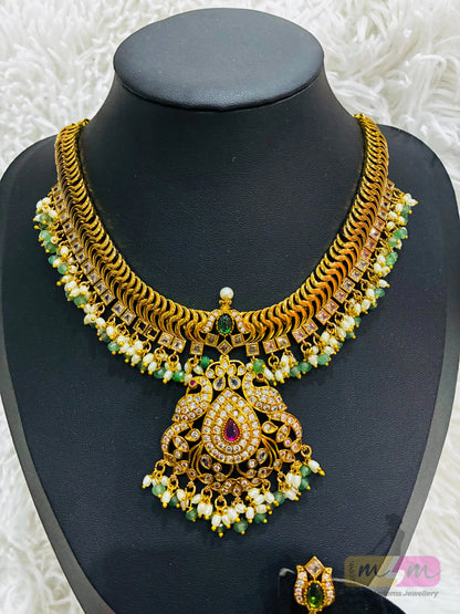 Micro Gold Plated Jalebi Pattern Necklace set Made4Madams