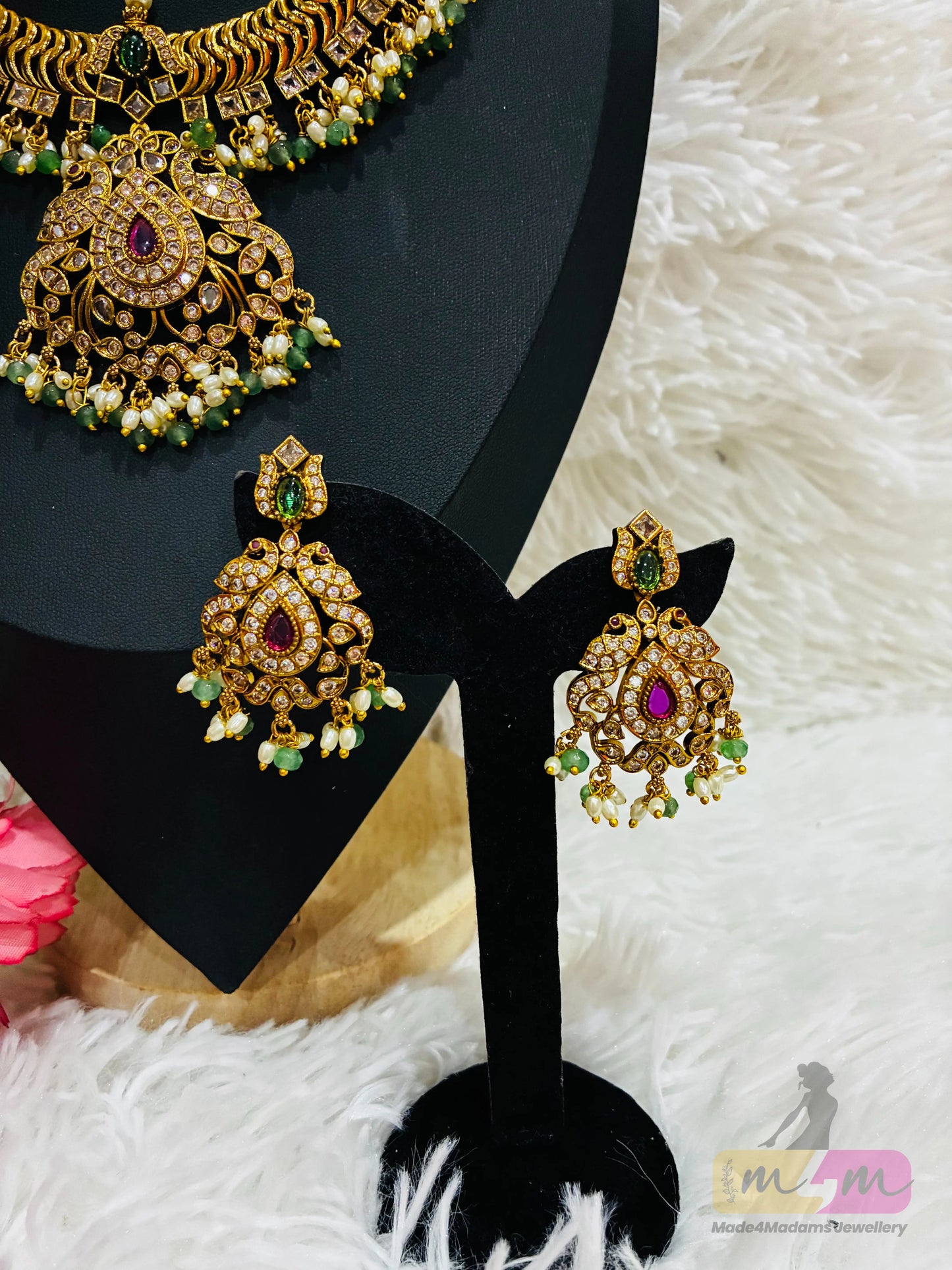Micro Gold Plated Jalebi Pattern Necklace set Made4Madams