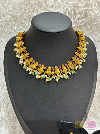 God Motif Short Necklace set with Earrings Made4Madams