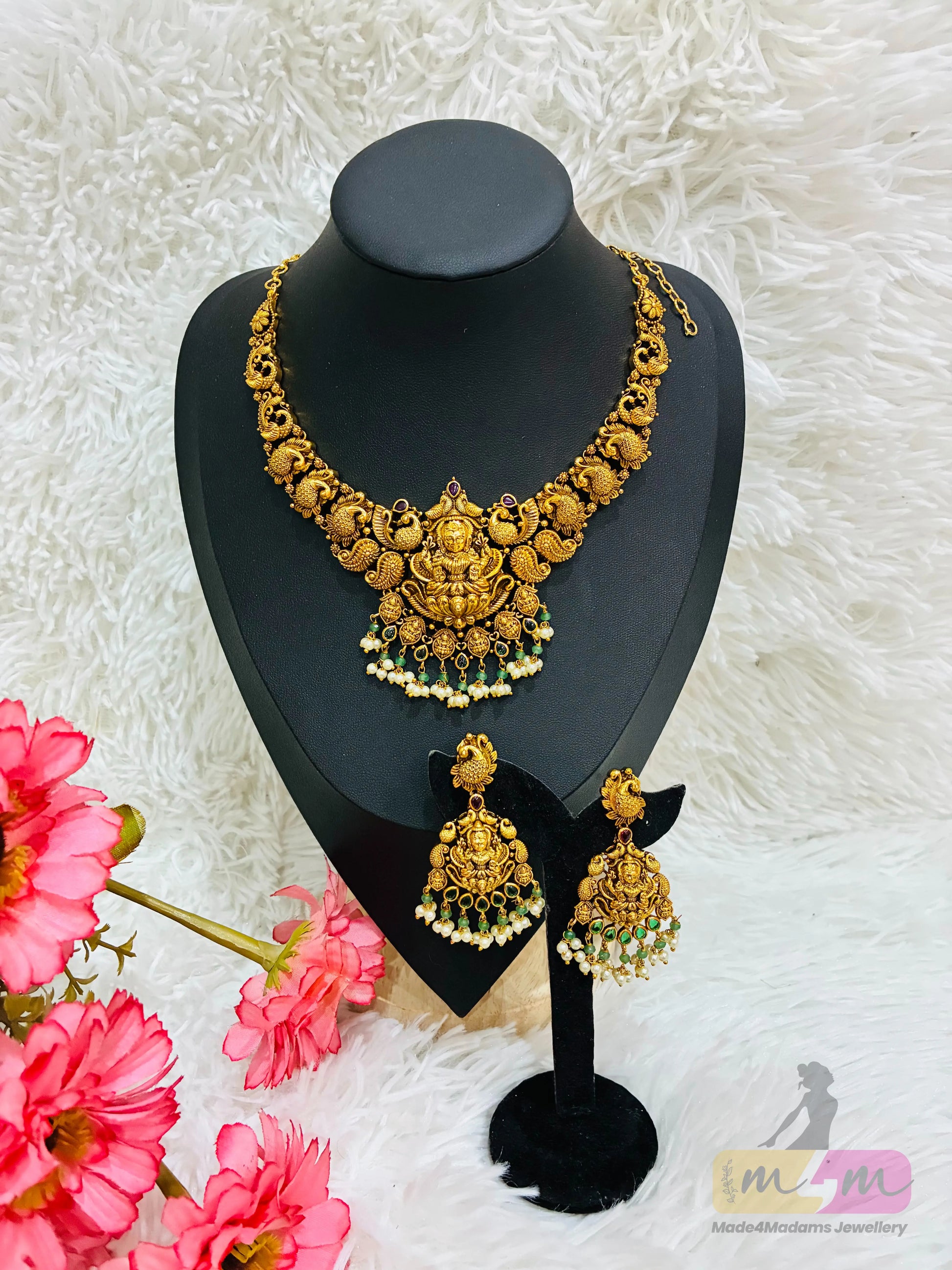 God Motif Necklace set with Earrings Made4Madams