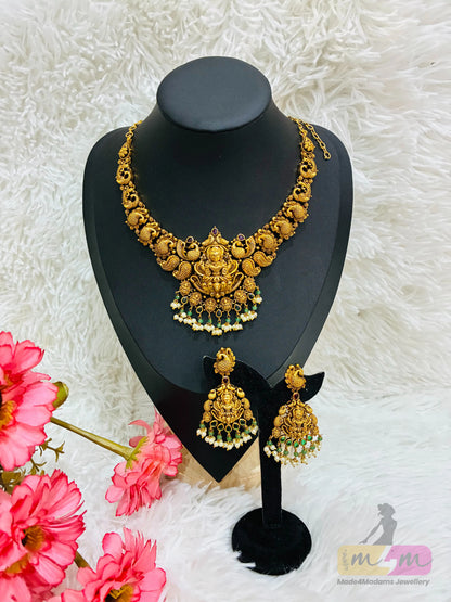God Motif Necklace set with Earrings Made4Madams