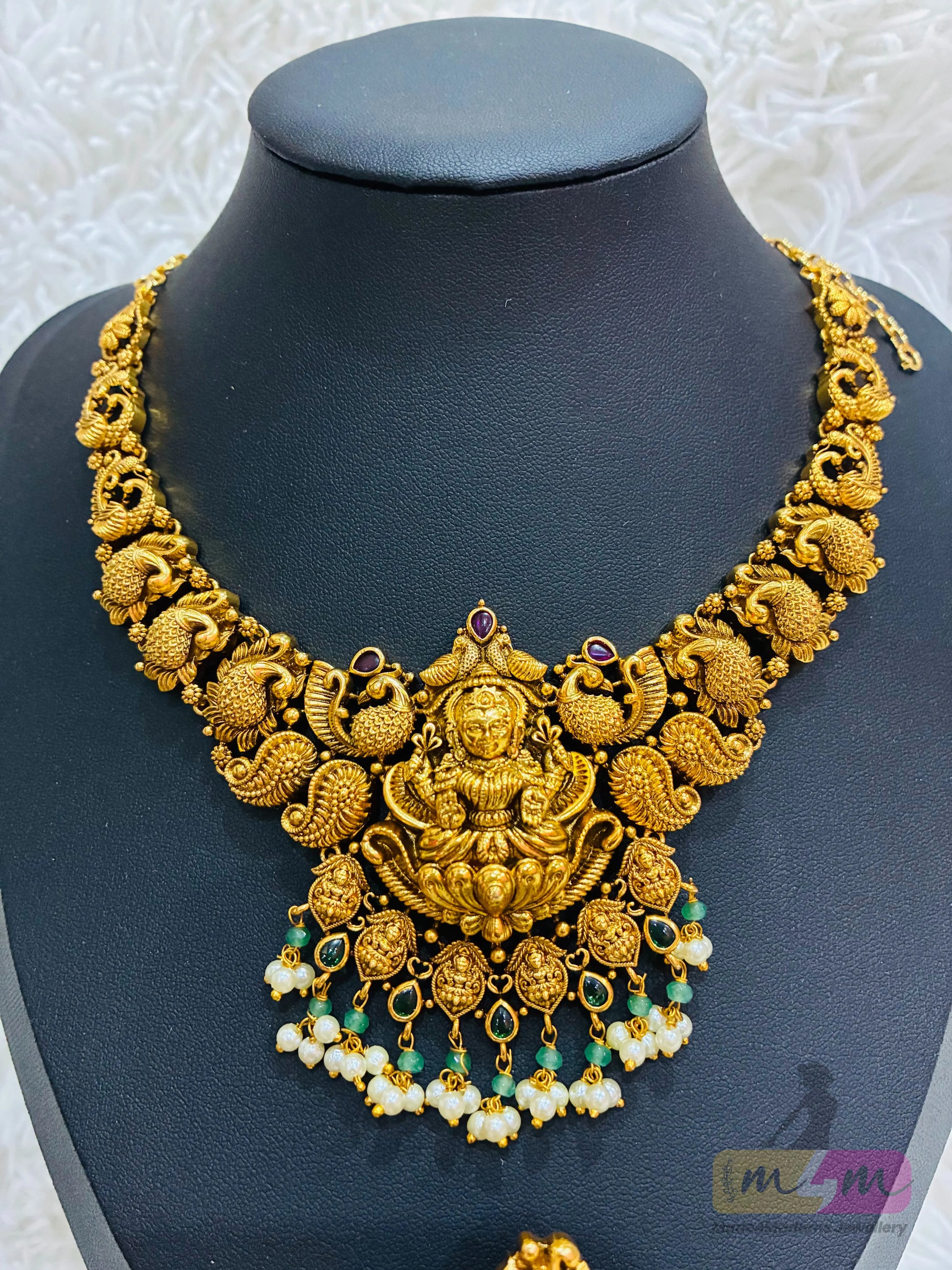 God Motif Necklace set with Earrings Made4Madams