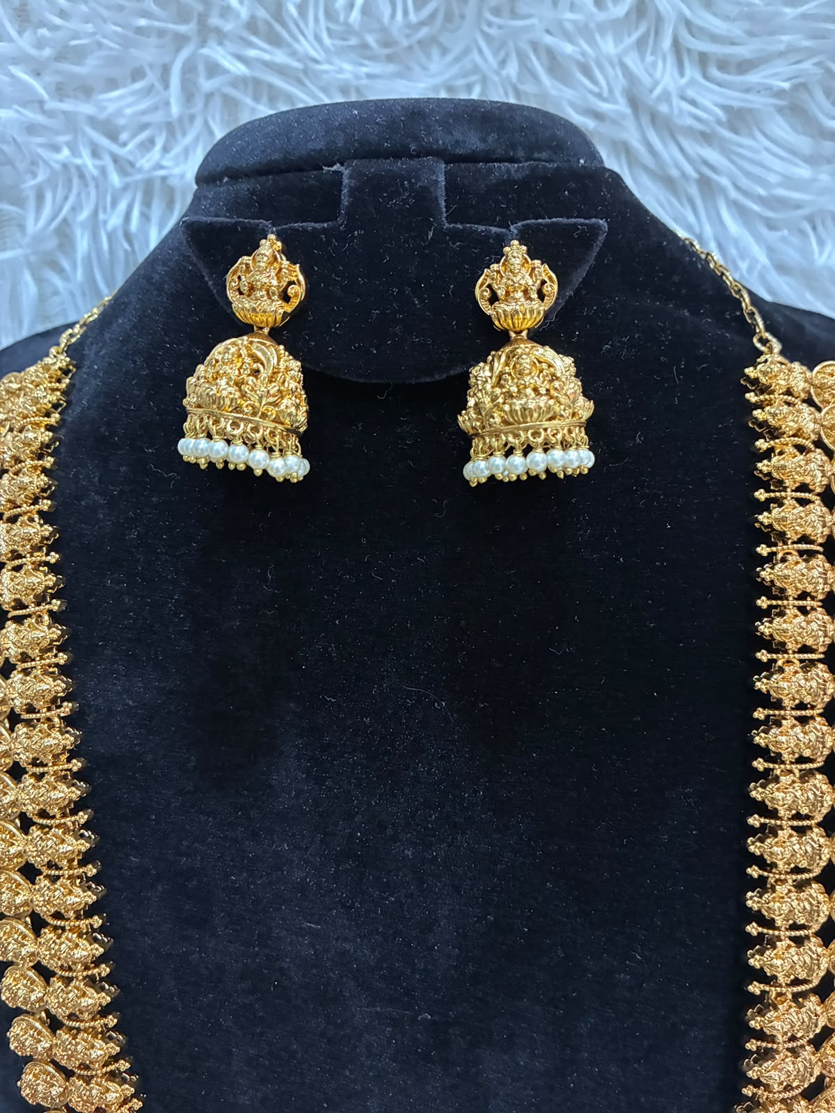 Traditional gold-plated Lakshmi Kasu Haram necklace set
