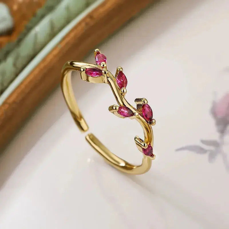 Leaf Shape Elegant Simple Style Open Ring Made4Madams