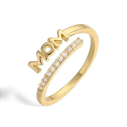 MOM Letter 18K Gold Plated Adjustable Ring Made4Madams