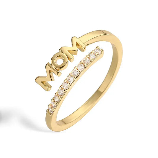 MOM Letter 18K Gold Plated Adjustable Ring Made4Madams
