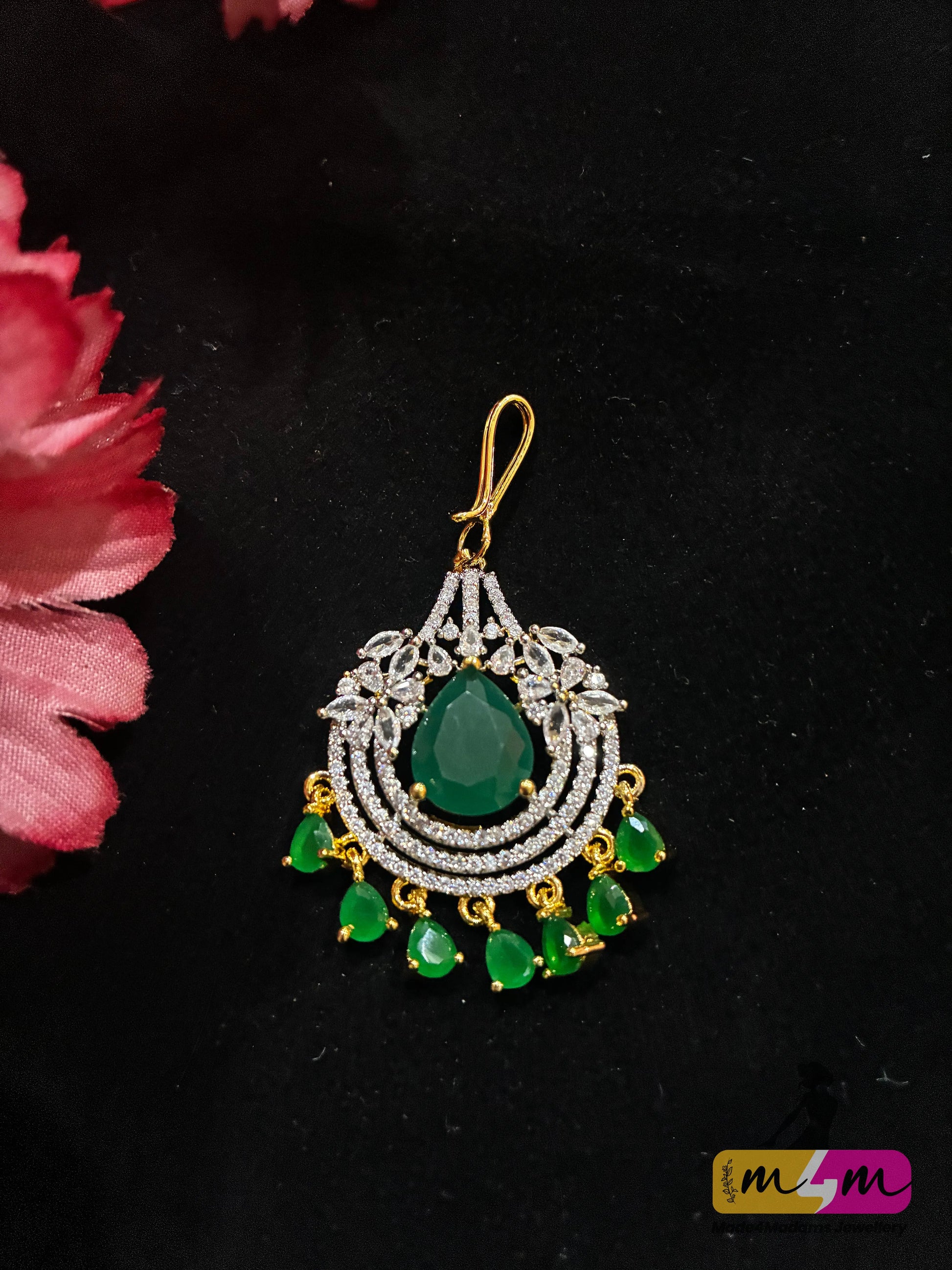 Sparkle Diamond alike short Maangtikka Made4Madams