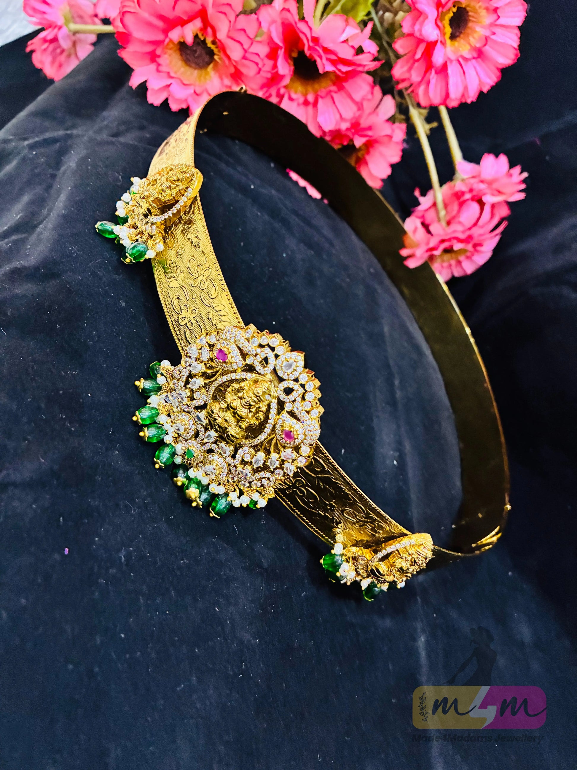 Beautiful Gold Plated God motif Traditional Vaddanam (Hip Belt) Made4Madams