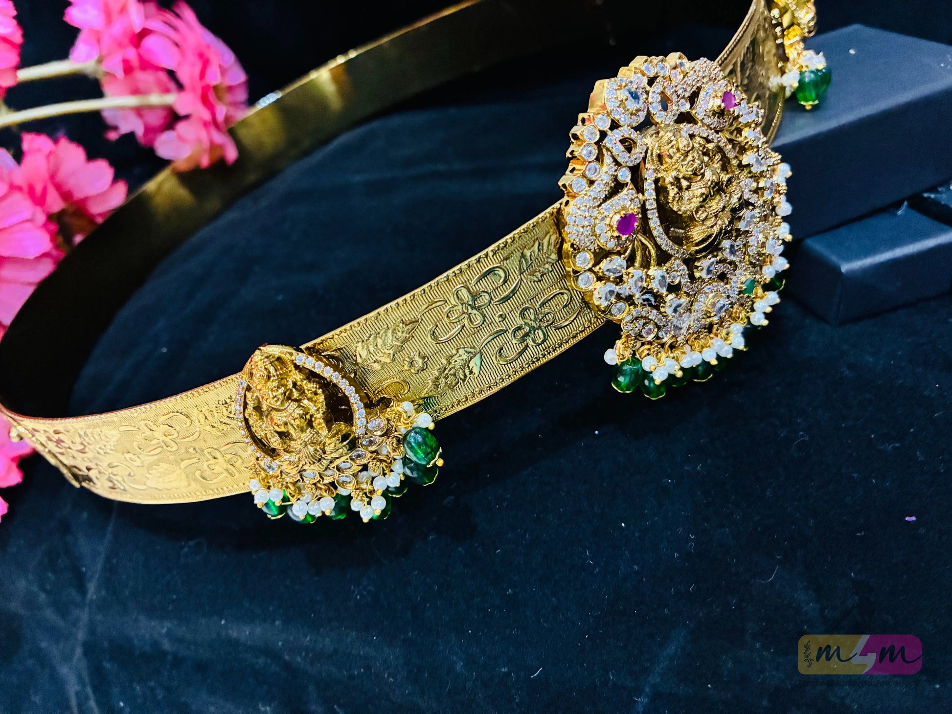 Beautiful Gold Plated God motif Traditional Vaddanam (Hip Belt) Made4Madams