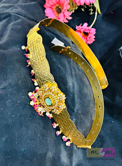Foldable Modern Gold Plated God motif Traditional Vaddanam (Hip Belt) Made4Madams