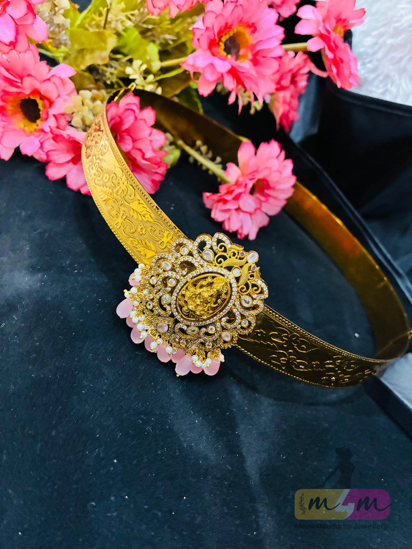 Gold Plated God motif Traditional Vaddanam (Hip Belt) Made4Madams