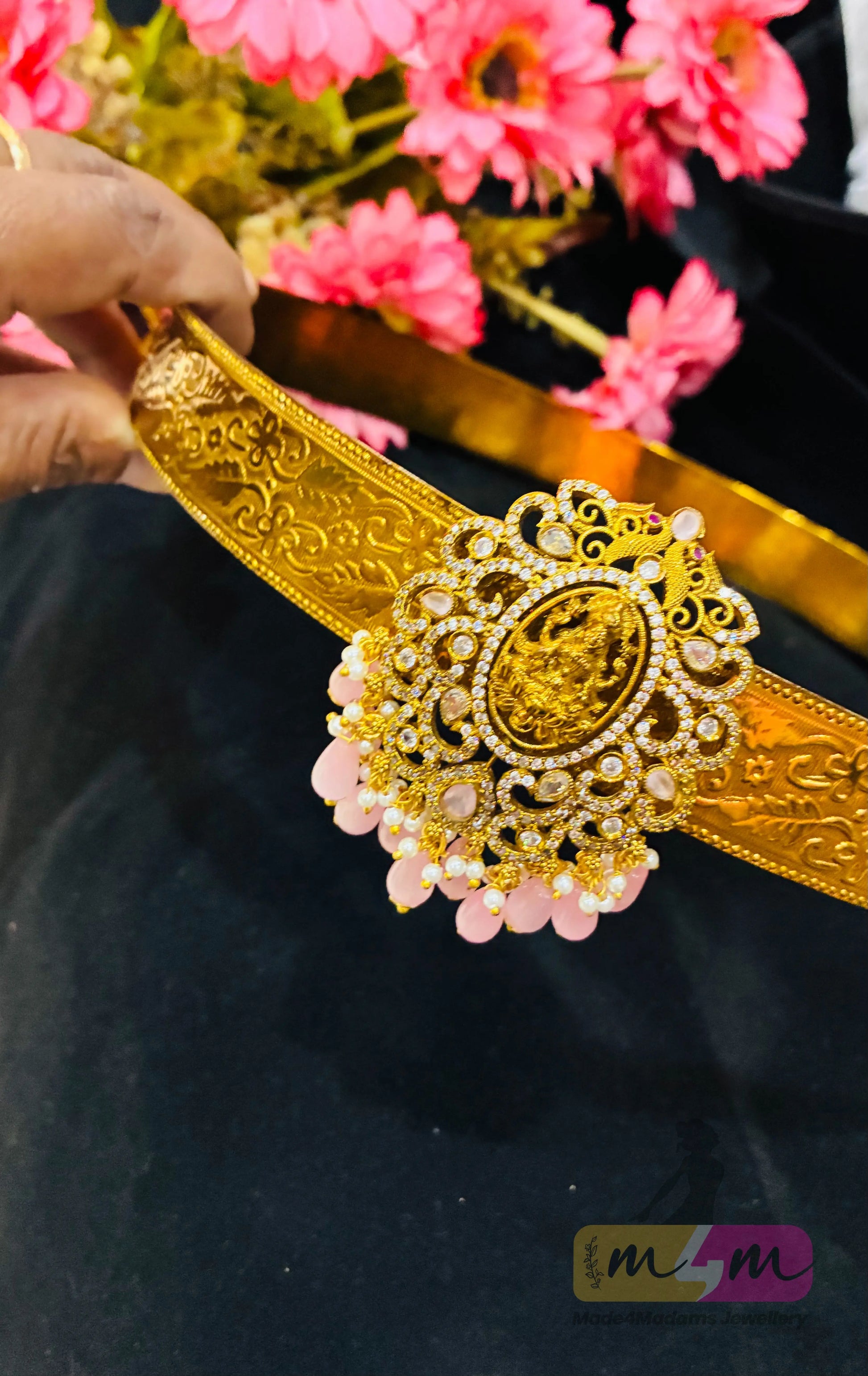 Gold Plated God motif Traditional Vaddanam (Hip Belt) Made4Madams