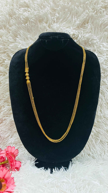 Long Haram - 3 Lines Chandraharam with Stoned side Pendant