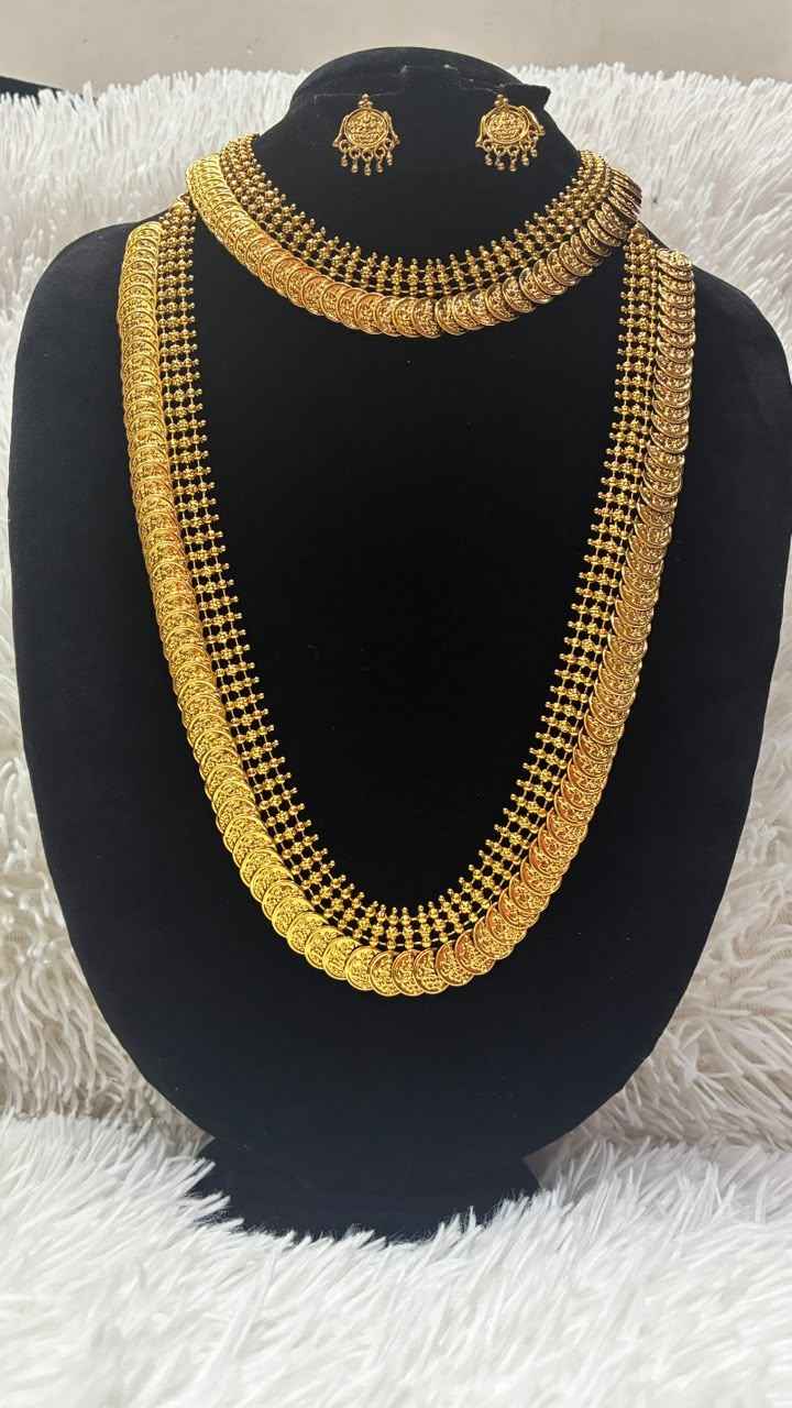 Bridal Wear Combo Set- Micro Gold plated Long Haram & Short Necklace with Earrings