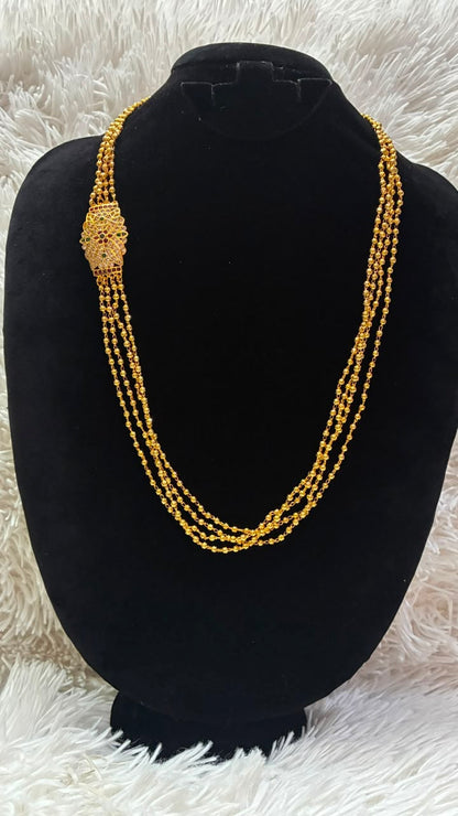 Micro Gold Plated 4 Layered Long Haram/Miryala Haram/Chandraharam