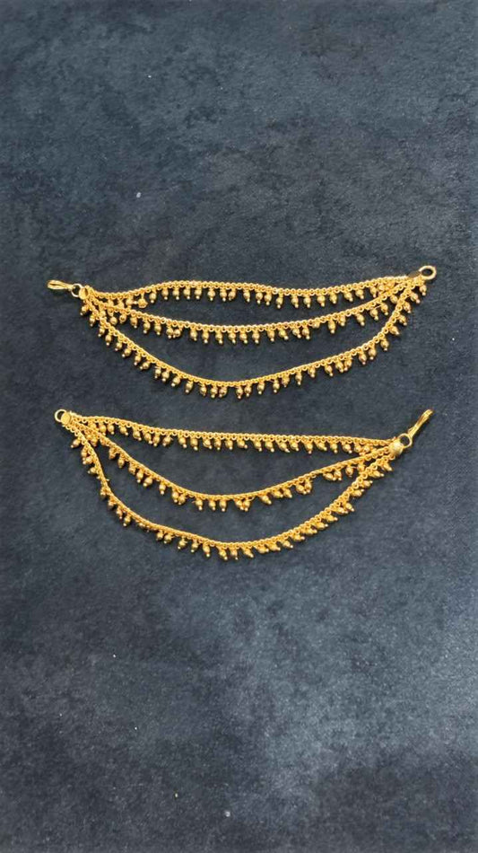 3 Layered Gold-Plated Multi-Layer Ear Chains (Champaswaralu)