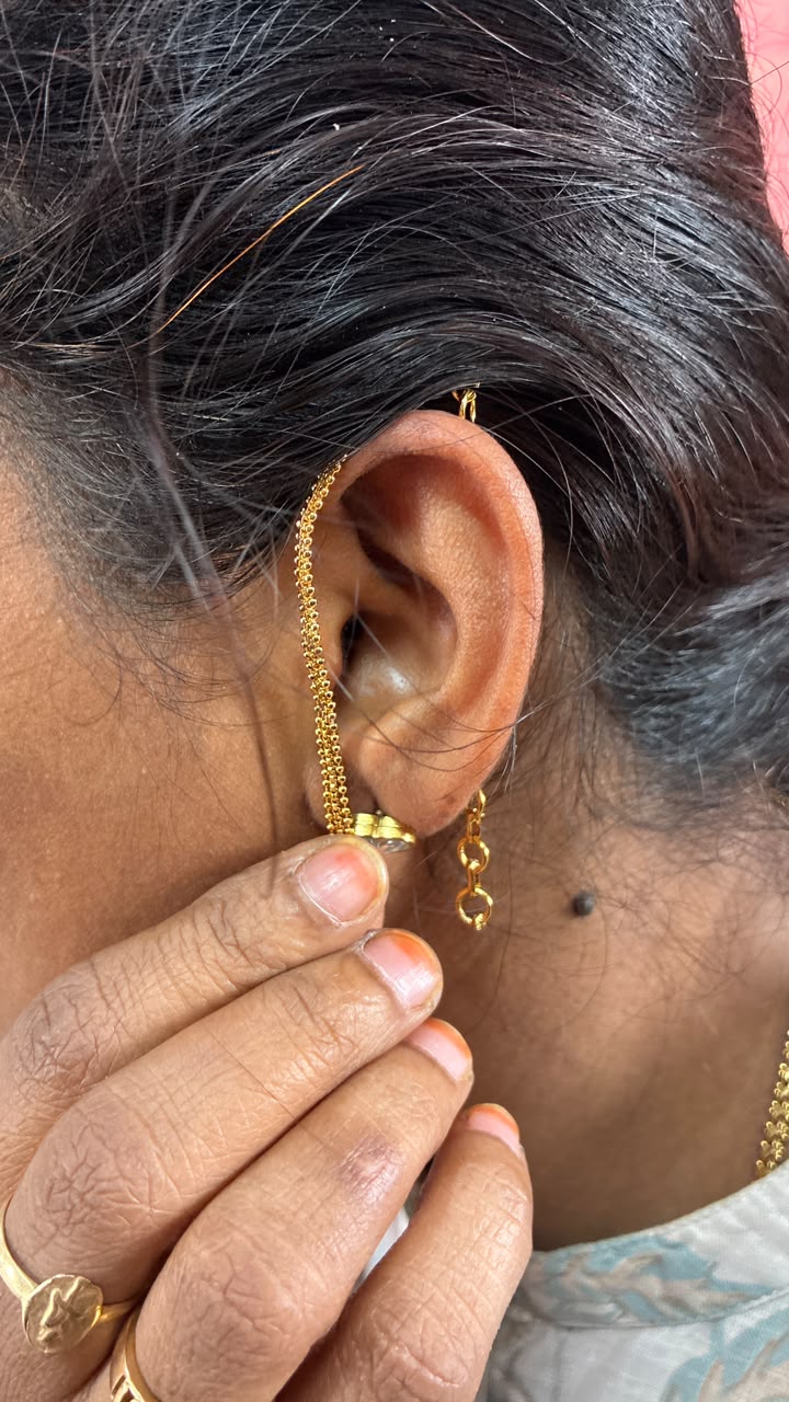 Gold Plated Round Ear Chains