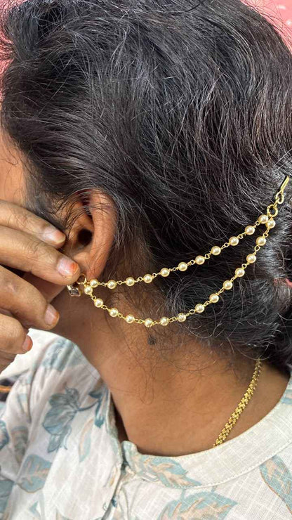 Pearls 2 Layer Ear Chains (Champaswaralu)
