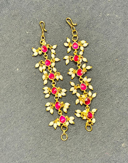 Handmade Matilu with Jadau Kundan Drops-Pink