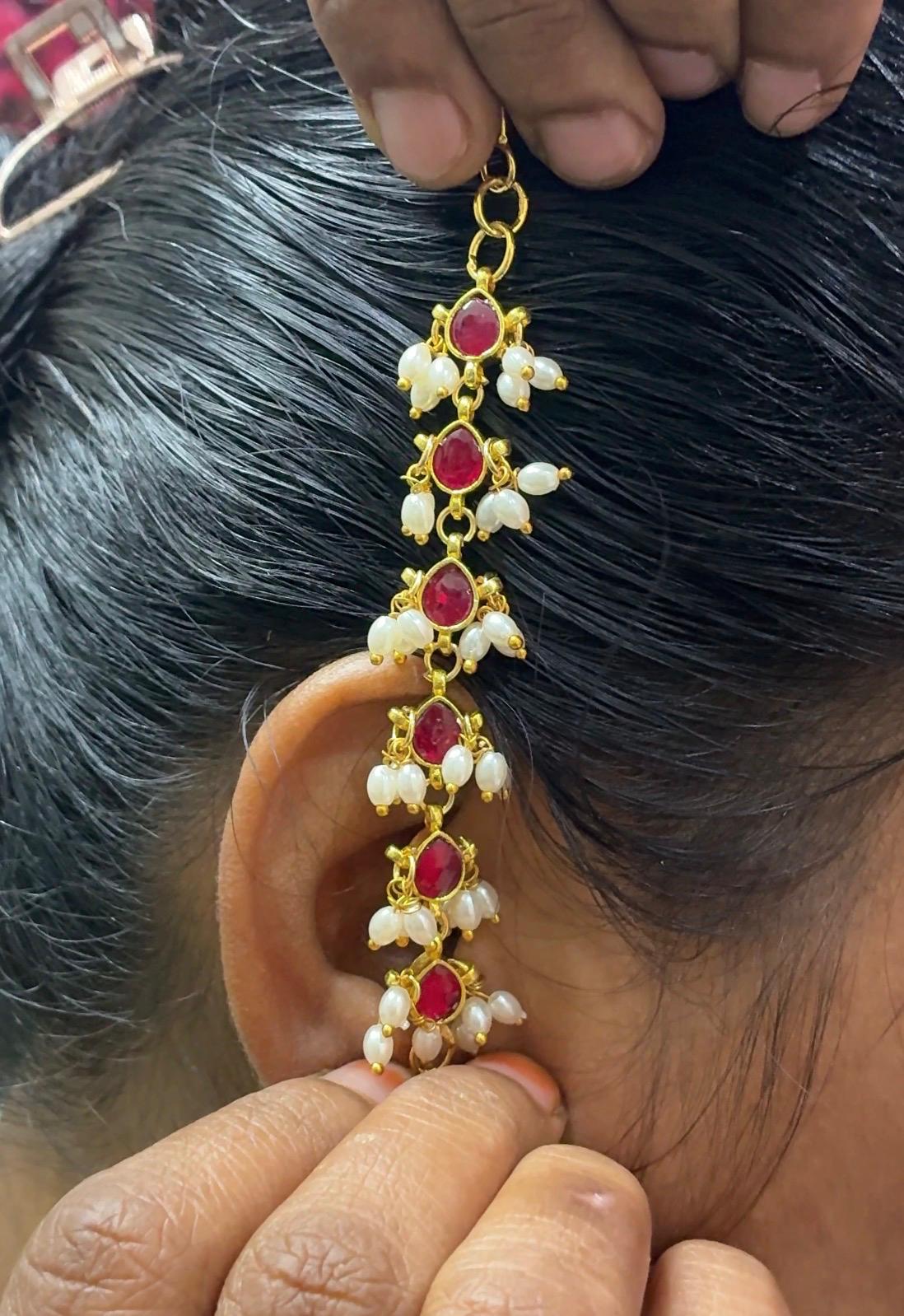 Handmade Matilu with Jadau Kundan Drops-Pink