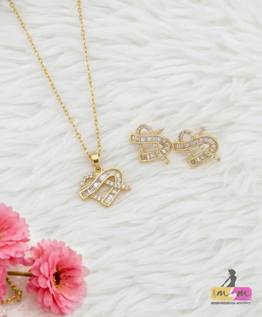 Heart Shape Luxurious Classic Necklace 18K Gold Golden Plated Made4Madams