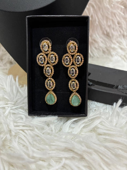 Potta Stone Necklace set with Teardrop Earrings - Sea Green