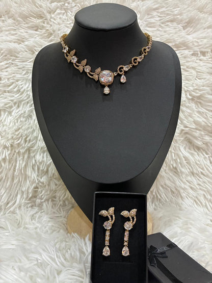 AD Stone Elegant Necklace set with beautiful Earrings