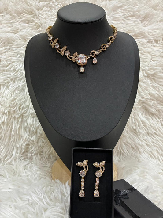 AD Stone Elegant Necklace set with beautiful Earrings