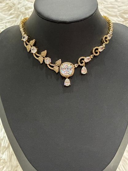 AD Stone Elegant Necklace set with beautiful Earrings