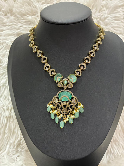 Designer Necklace Set with Turquoise Stones