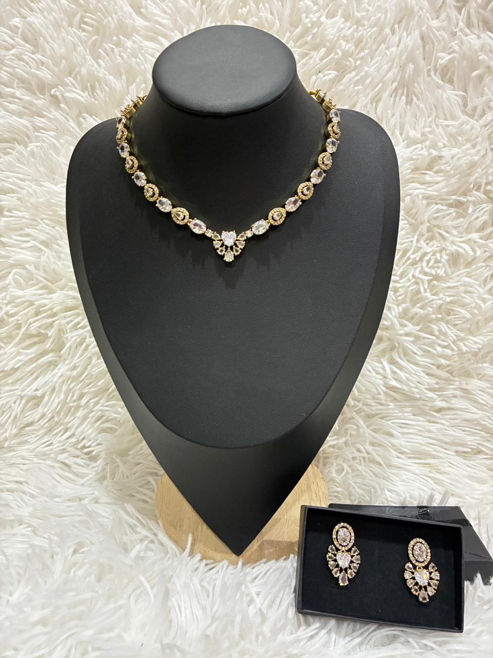 Polki necklace set featuring moissanite stones and a diamond-style frame