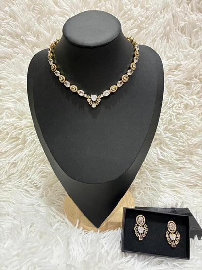 Polki necklace set featuring moissanite stones and a diamond-style frame
