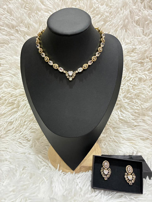 Polki necklace set featuring moissanite stones and a diamond-style frame